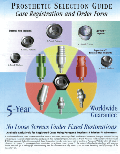 Prosthetic Selection Guide Case Registration Order Form